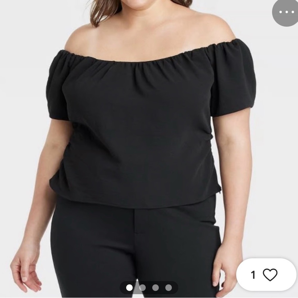 NWT New Day Black Slim Fit Off the Shoulder with Straps Blouse Small Black - Picture 3 of 8
